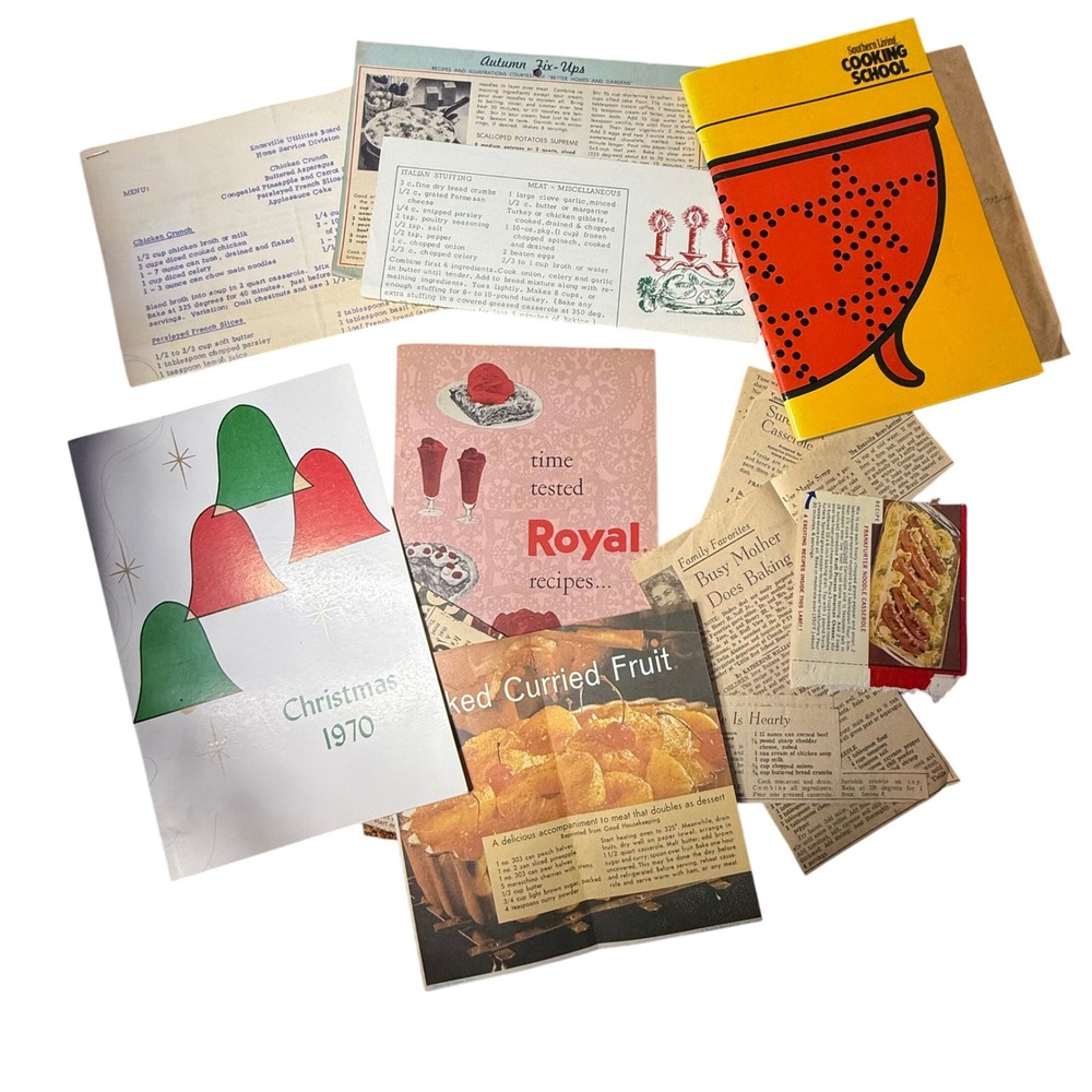 Vintage‎ Recipe Collection Cookbooks Ephemera Newspaper Clippings 1970s Cooking